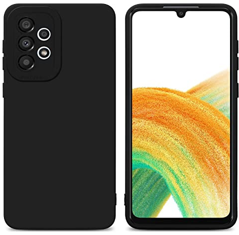 Cadorabo Hülle kompatibel mit Samsung Galaxy A33 5G Schutzhülle TPU Silikon Case Liquid Design mit Kameraschutz Slim Kratzfest Weiche Gummi mit Rundumschutz Case Hülle für Galaxy A33 5G in Schwarz