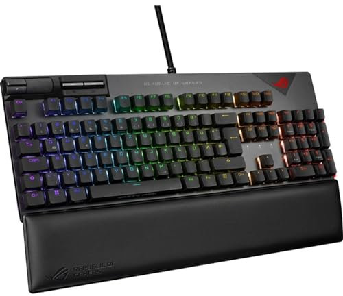 ASUS ROG Strix Flare II 100% RGB Gaming Keyboard, ROG NX Red Switch meccanici, PBT doubleshot keycap, 8k Hz Polling, Schiuma di smorzamento del suono, Controlli multimediali, Passhroughing USB, Polso