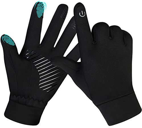 Yomersiah Handschuhe Winter Thermo Touchscreen Damen Herren Kinder, Winddicht Warm Fahrradhandschuhe Frau Mann, Winterhandschuhe für Fahrrad Joggen MTB Golf Walking Fussball Laufen (Schwarz, S)