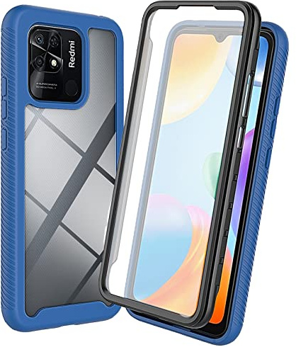 XINYEXIN Funda 360 para Xiaomi Redmi 10C | Carcasa Protección 360°, Protector de Pantalla Incorporado, Antigolpes, Transparente, Bumper Resistente, Azul Oscuro