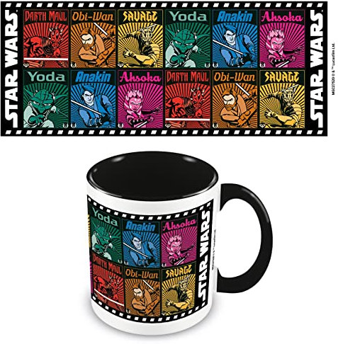 Pyramid International Star Wars: Clone Wars Mug in Presentation Gift Box (Character Roll Call Design) 11oz Ceramic Mug - Official Merchandise, Black Or White Or Gray