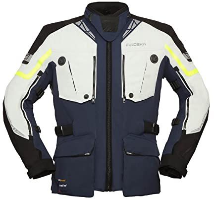 Modeka Panamericana 2 Motorrad Textiljacke (Light Grey/Blue,XL)