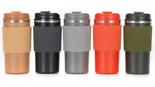 NS Coffee Travel Mugs 450mls/15oz Leakproof lids Stainless Steel Thermal Vacuum Flask Insulated Coffee Cups Tumbler BPA Free Easy Clean Reusable for hot and Cold Drinks