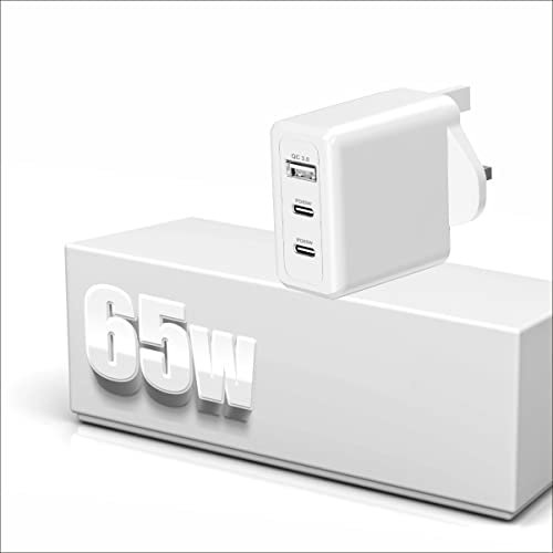 SPGKA 65W 3 Port Power Adapter/Charger USB C AND USB A Wall Plug Compatible With MobilePhone/Laptops/Tablet/iPad/Macbook/Earphone and ManyMore (White)