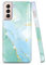 JIAXIUFEN Schutzhülle für Samsung Galaxy S21 5G, 15,7 cm (6,2 Zoll), goldfarben, glitzernd, Marmor, dünn, stoßfest, TPU, weiches Gummi-Silikon, Hellgrün