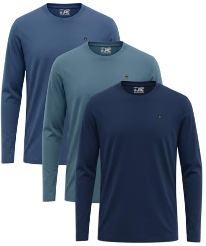 JRC Just Royal Clothing Pack of 3/4 Mens Long/Short Sleeve Crewneck T-Shirts