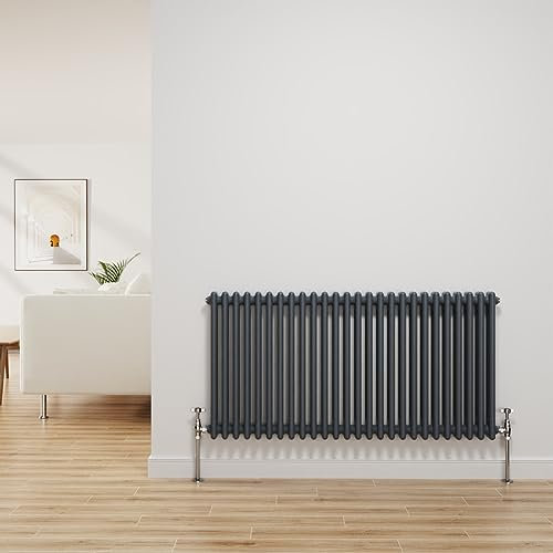NRG Traditional Radiator Anthracite Cast Iron 2 Column Horizontal Central Heating Bathroom Radiators 600x1190mm