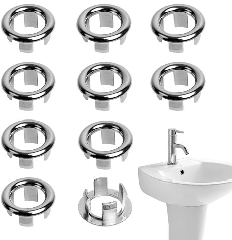 10pcs Runde überlauf abdeckung für Überlaufloch im Spülbecken Kunststoffmaterial überlauf waschbecken einfache Installation geeignet für Wohnungen Hotels und den Hausgebrauch Und öffentliche Toilette