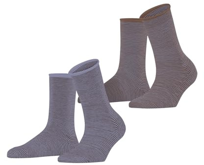 ESPRIT Damen Socken Allover Stripe Multipack W So Baumwolle gemustert 2 Paar, Braun Brown Mix 0190, 39-42