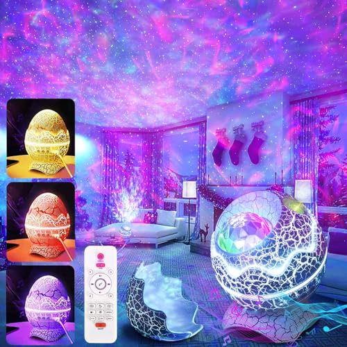 Lampada Stellata LED Lampada Proiettore Uova di Dinosauro, Bambini Proiettore Notturna Proiettore Soffitto con Musica/Tempistica/Controllo Vocale, Cielo Stellato Galassia Proiettore per Bambini Adulti