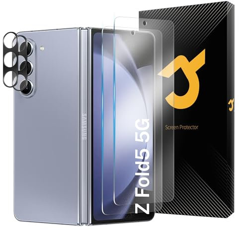 JZG für Samsung Galaxy Z Fold 5 Panzer Schutz Glas mit 2 Stück Front Schutzfolie und 2 Stück Kameraschutz, 9H Härte, Anti- Kratzer, Anti-Blasenfrei, Ultra-HD Displayschutzfolie