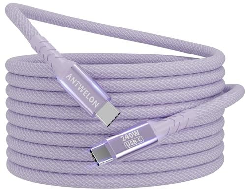 240W USB C to USB C Cable, 2M Braided Type C Charger Cord Fast Charge for iPhone 16 15 Pro Max Samsung Galaxy S24 S23 MacBook Pro Laptops iPad Switch etc (purple)