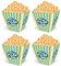 Tradineur - Pack de 4 Boles de Palomitas Cuadrados - Plástico Resistente - Recipiente Reutilizable - Cine en Casa - 18 x 20 x 20 cm - Amarillo y Azul