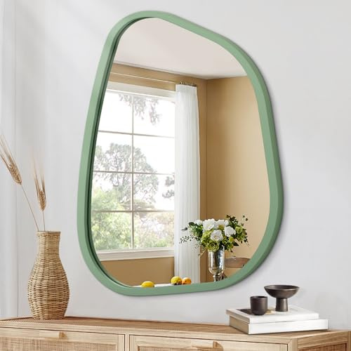 HLFMVWE Unregelmäßiger Ovaler Wandspiegel Große 35 x 25 cm Zoll Asymmetrischer Spiegel An der Wand Befestigte Eitelkeit Künstlerische Spiegel Dekor für Wohnzimmer Schlafzimmer Badezimmer