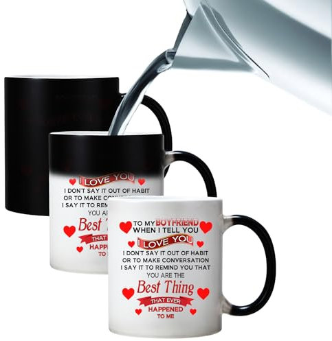 Gift for Boyfriend from Girlfriend,Funny Colour Changing Boyfriend Mug 11 OZ Cup,Valentines Day Gifts for Boyfriend,Romantic Anniversary Birthday Christmas Gifts for Boyfriend