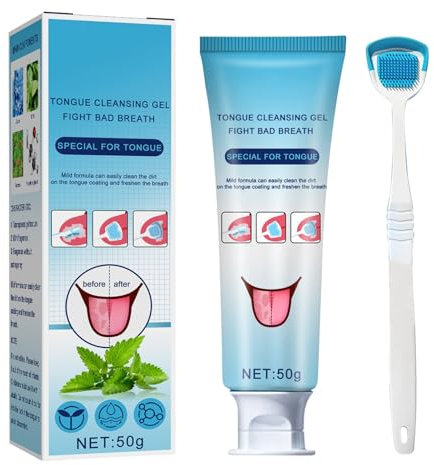 Zungenreiniger, Mundpflege-Zungenschaber, Reinigungs-Zungengel Mit Bürste, Zungenreiniger Für Erwachsene, Geeignet Für Die Reinigung Der Zunge Von Männern Und Frauen, 50 G