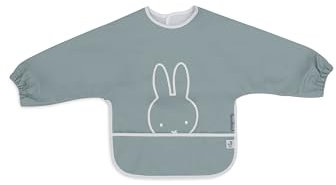 Jollein Lätzchen Mit Ärmeln Baby - Miffy Peekaboo, Sea Green - Lätzchen Wasserdicht - Mit Klettverschluss - Babylatz - Sabberlätzchen Baby