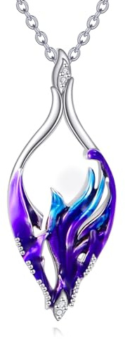 YAFEINI Phönix Mondstein/Rotem Kristall/Bernstein Halskette für Damen 925 Sterling Silber Phönix Anhänger Kette Schmuck Geschenk für Frauen Mädchen
