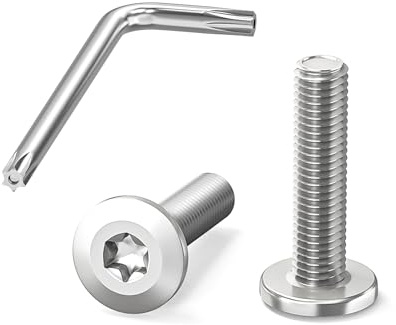 Dayalo Lot de 20 vis à tête plate M5 x 20 mm en acier inoxydable A2 V2A, vis Torx M5, vis de machine avec clé Torx, filetage complet