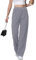 HMIYA Weite Hosen Damen Lässig Gerade Stoffhose Business Elegant Dünne Herbst Hose mit Tasche,Grau,XL/32L