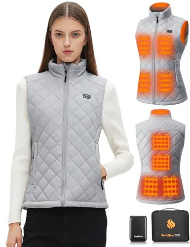 Sevdiea Gilet Chauffant Femme avec Batterie Incluse de 16000mAh 7.4V, Gilet Chauffant Matelassé Léger, gilet chauffant electrique, Gilet sans Manche Chauffante, pour les Sports de Plein Air-M