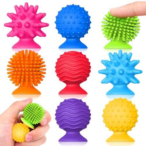 Sensory Fidget Toys for Kids: 8pcs Textured Suction Toys for Sensory Play | Classroom Desk Fidgets - Travel Toys & Party Favors for Boys Girls