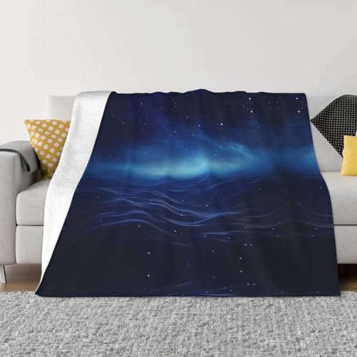 jingong Ultraweiche Micro-Fleece-Decke mit Sternen und Wellenstreifen, gemütlicher und stilvoller Druck, ultimativer Komfort