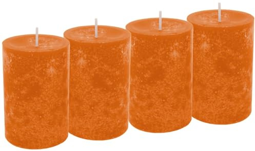 ZauberDeko 4 Kerzen Stumpenkerzen Tischdeko Herbst Deko Adventskerzen Safran Orange