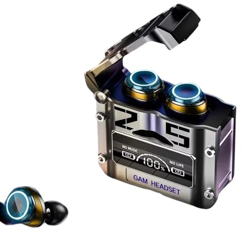 Wireless Earbuds, headphones with RGB Lights, Mic & Bass, Noise cancellation, Gaming, Bluetooth 5.3 HiFi 9D Stereo for Music and Gamer