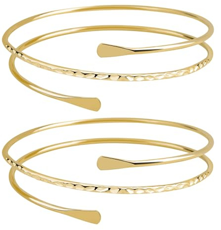BQMEZRNUS 2Pcs Boho Gold Upper Arm Cuff Bracelet for Girls Women