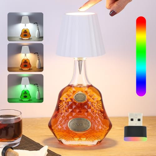 Lampada per Bottiglia Paralume Senza Fili Lampade Bottiglie Led Tappo Luce Ricaricabile +Luci Ambiente Gin Controllo Touch Wireless di Vino Bottle Lamp per Ristoranti e Bar Interni ed Esterni Bianco