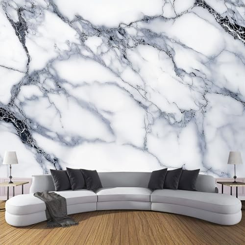 MIATCENRT 3D Photo Wallpaper 300X210Cm (Wxh), Fashion Hand-Painted Off-White Marble Wallpaper Custom Mural, Silk Cloth Home Interior Wall Decoration Art Wall Painting Design Modern