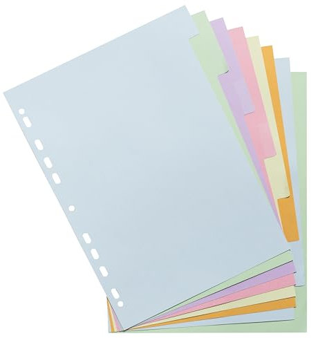 Exacompta - Ref. 1608E – Karton mit 30 Registern aus Pastellkarton 170 g/m² Forever mit 8 neutralen Registern – Format zum Abheften A4 – Maße 22,5 x 29,7 cm – Pastellfarben sortiert