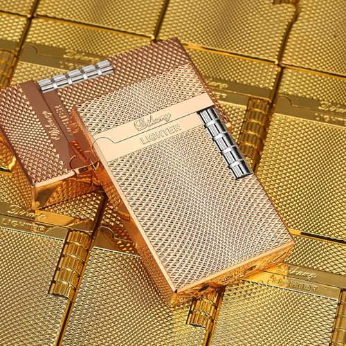 Butangas-Feuerzeug, traditionelles mit sanfter Flamme, mit Seitenrad, Matte Oberfläche, verstellbare Flamme, nachfüllbar. (Rose-Gold)