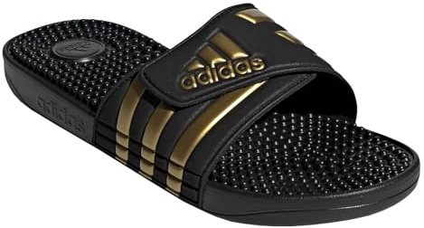 adidas Herren Damen Badeschuhe Badelatschen Poolsandalen Adissage, Farbe:Schwarz, Artikel:-core Black/Gold Metalic, Schuhgröße:EUR 48.5