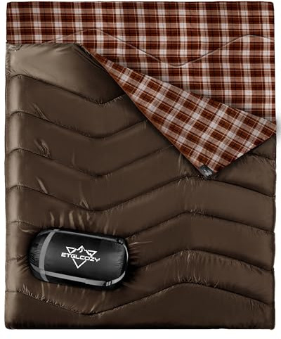 ETGLCOZY Doppelschlafsack Baumwolle Flanell Schlafsack 2 Personen | Warmer Deckenschlafsack 3-4 Jahreszeiten für Kinder & Erwachsenen Camping Reisen und Aktivitäten Outdoor