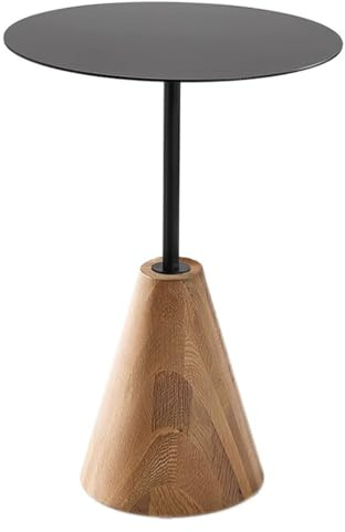 SPYQKHSH Runder Bartisch aus Metall for drinnen und draußen mit Massivholzsockel, hoher Bistro-Kneipentisch, for Wohnzimmer, Küche, Esszimmer, Terrasse, Bistro, Café(D,50x65cm)