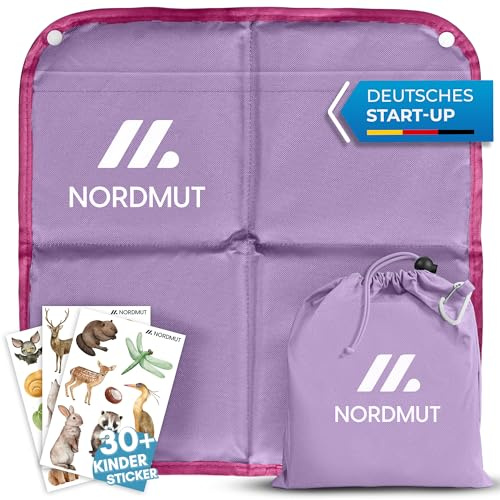 NORDMUT Sitzkissen Kinder mit zuverlässigen Kälte & Nässeschutz - Komfortable Sitzunterlage Outdoor für Kinder faltbar - Ultraleicht mit kleinem Packmaß inkl. Karabinerhaken (Violett)