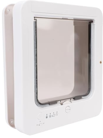 Yechiry Smart Cat Door Automatic Sensing 2 Way Entry Methods with Collar Activated Easy Installation Cat Flap Electronic Pet Door for Home Safety Guard Mechanisms