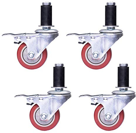 Lenkrollen mit Bremse – Polyurethan-Lenkrollen for Werkbänke/Regale/Wagen – 4er-Set mit M12 x 60 mm Schrauben(75mm 23mm)