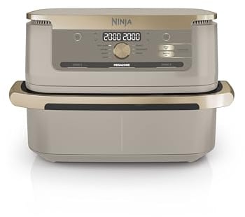 Ninja Foodi FlexDrawer Heißluftfritteuse, Dual Zone, Stone Gold AF500EUSD | verwandelt sich in MegaZone, 10,4 L, Dual Zone, mit wenig bis gar kein Öl, antihaftbeschichtete, spülmaschinenfeste Teile