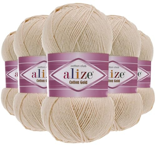 5 x 100g Strickgarn Alize Cotton Gold Uni Klassikgarn Häkelgarn Strick-Wolle Farbwahl