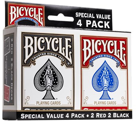 U.S.Playing Card Company Bicycle Pokerkarten Standardgröße, 1014176, 4er-Packung
