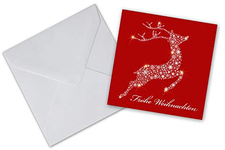 5er Pack Geschenkkarten mit Umschlag Frohe Weihnachten Rentier Weihnachtskarte Geschenkanhänger Anhänger Klappkarte