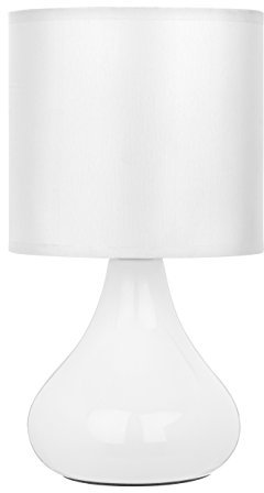 Premier Housewares E14 Small Edison Screw Bulbus Ceramic Table Lamp with Fabric Shade, 40W - White,H26 x W14 x D14cm
