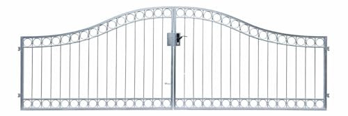 Gartentor Hoftor Tor Metall Eisen Anello-GT400/100S Schloss Feuer Verzinkt 400 cm 4m breit Rundbogen Handarbeit Zierbundung stabil wartungsfrei Doppelflügeltor