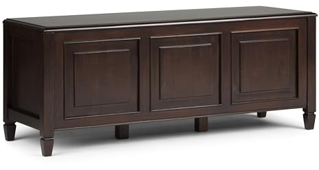 SIMPLIHOME Connaught 51 Wide Solid Wood Trunk Bench in Brown