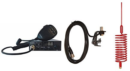 CB Radio Kit - Moonraker Minor II Plus (80 Channel, 12v/24v) + Tornado Stinger Antenna (colour options)+ Gutter Mount (Red)
