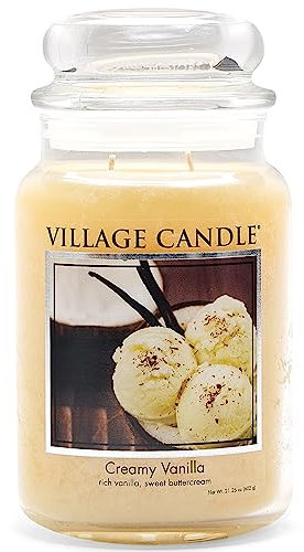 Village Candle 106326302 cremige Vanille große Duftkerze, 737 g, Glas, beige, 10.8 x 10.1 cm