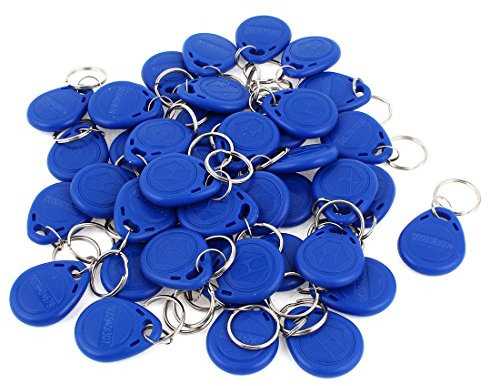 40Pcs Blue EM4100 125Khz RFID Proximity ID Card Token Tag Key Ring